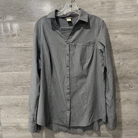 Duluth Trading Shirt Mens Medium Gray Hiking Vented Long Sleeve Button Up - Picture 1 of 7